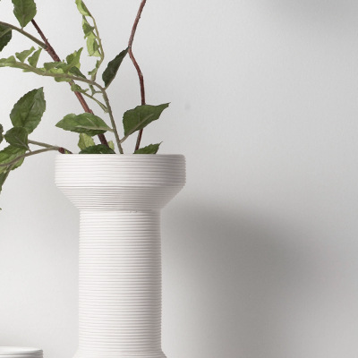 Brushed Long Neck Ceramic Vase - Scandinavian Chic