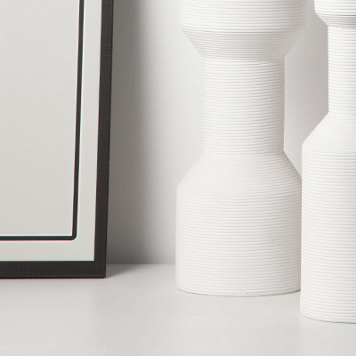 Brushed Long Neck Ceramic Vase - Scandinavian Chic